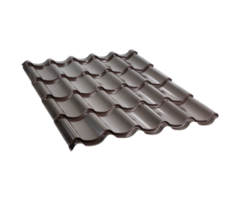 სასახურავე თუნუქის ფურცელი 0.45x1180 RAL 8019 (მეტალოკრამიტი) შოკოლადის ფერი — თუნუქის სახურავი